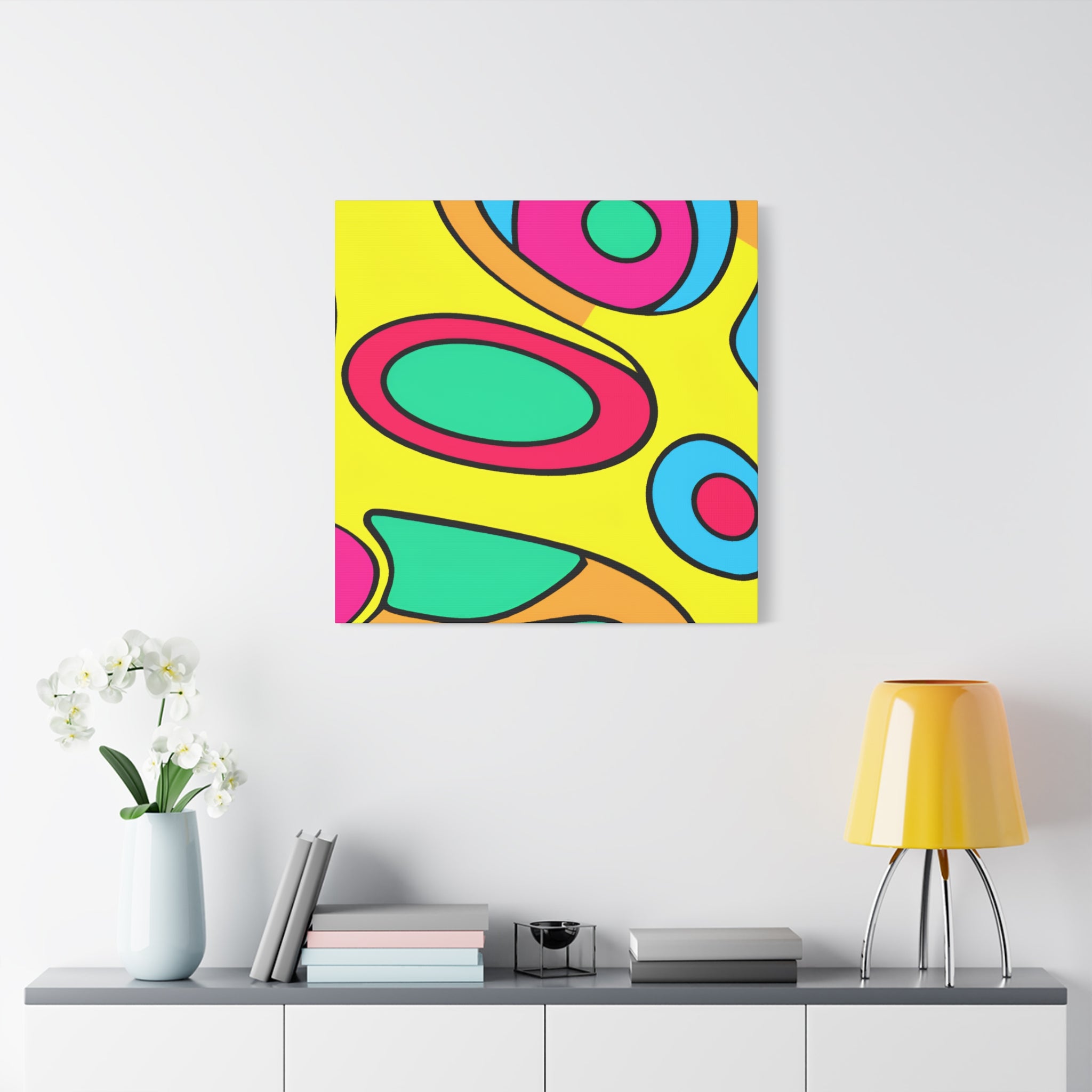 Vibrant Retro Pop Art Ellipses Canvas Print - Canvas
