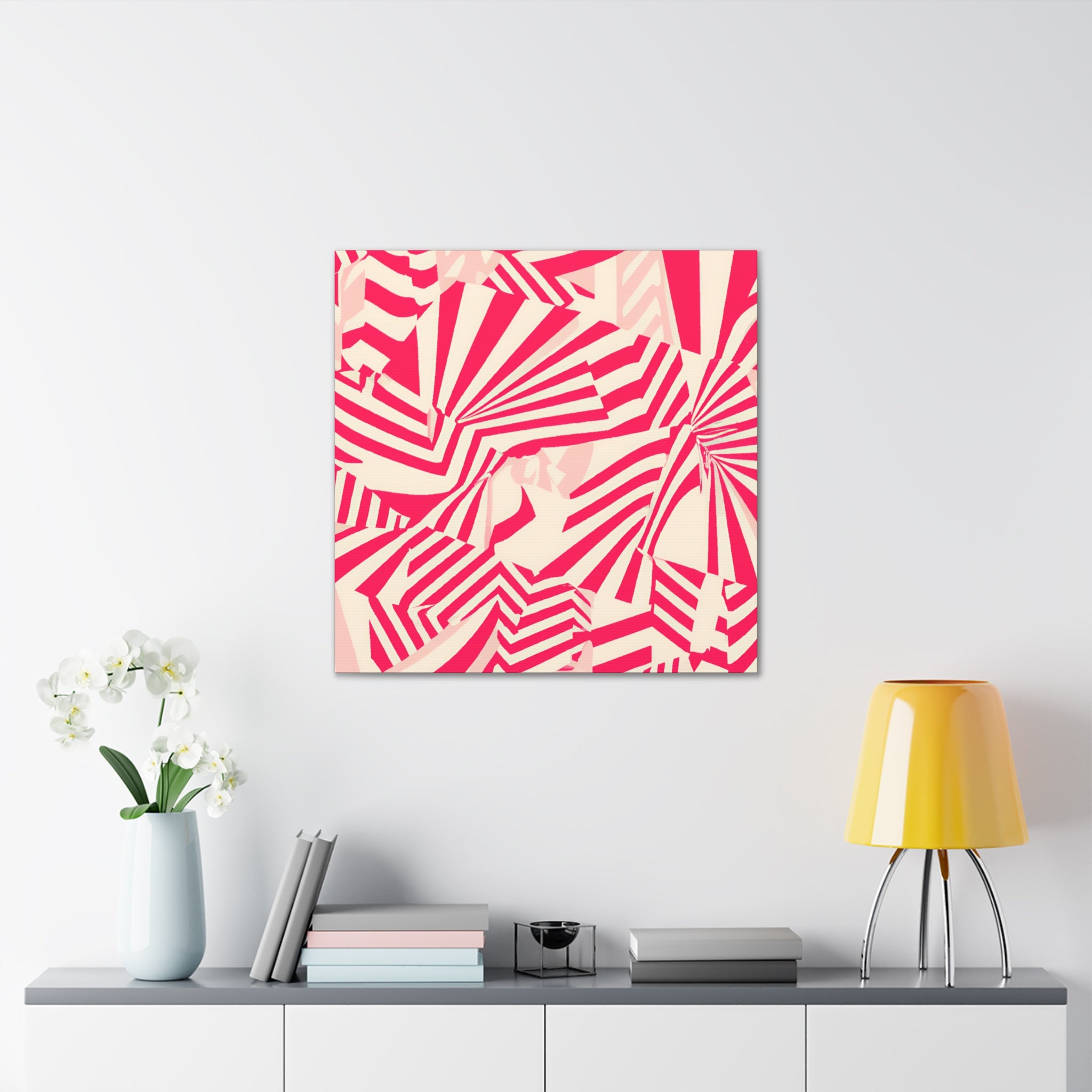 Crimson Geometric Vortex Abstract Art Canvas - Canvas