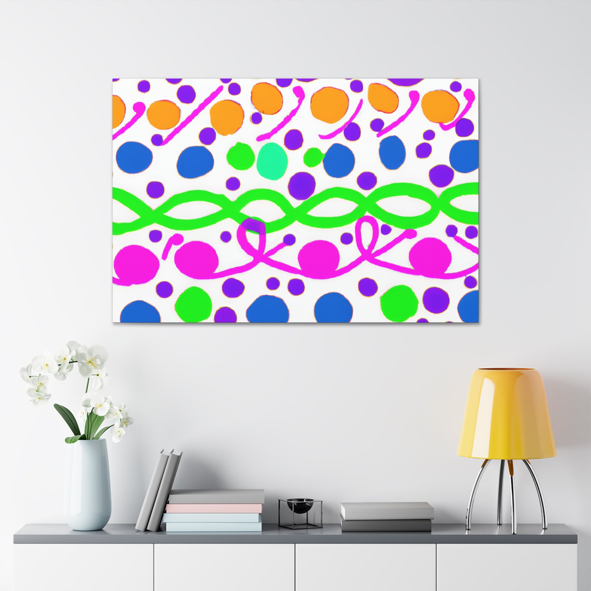 Vibrant Abstract Bubbles and Waves Canvas Art - Canvas