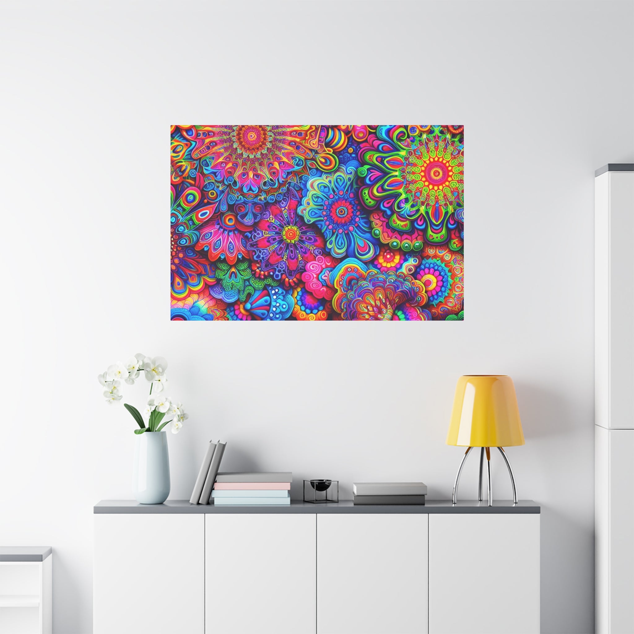 Psychedelic Floral Kaleidoscope Canvas Art Print - Canvas