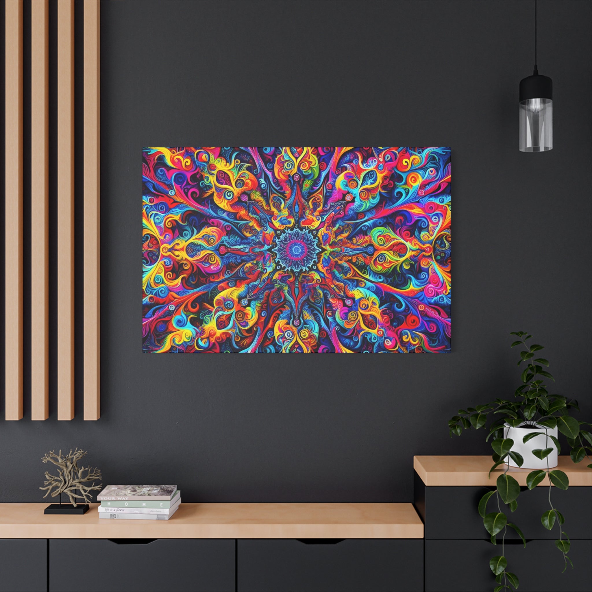 Psychedelic Mandala Explosion Colorful Abstract Art Canvas - Canvas