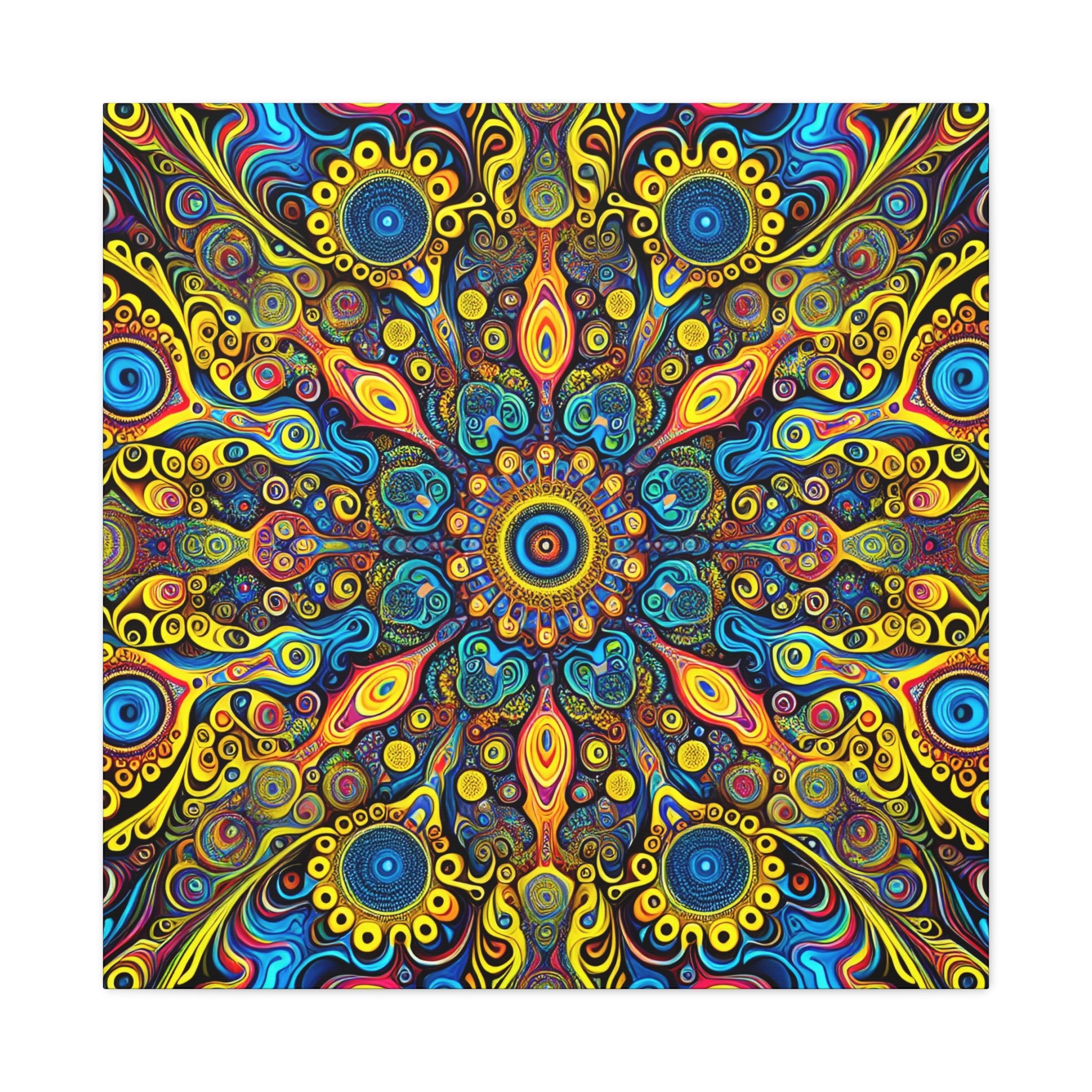 Psychedelic Kaleidoscope Mandala Canvas Art Print - Canvas