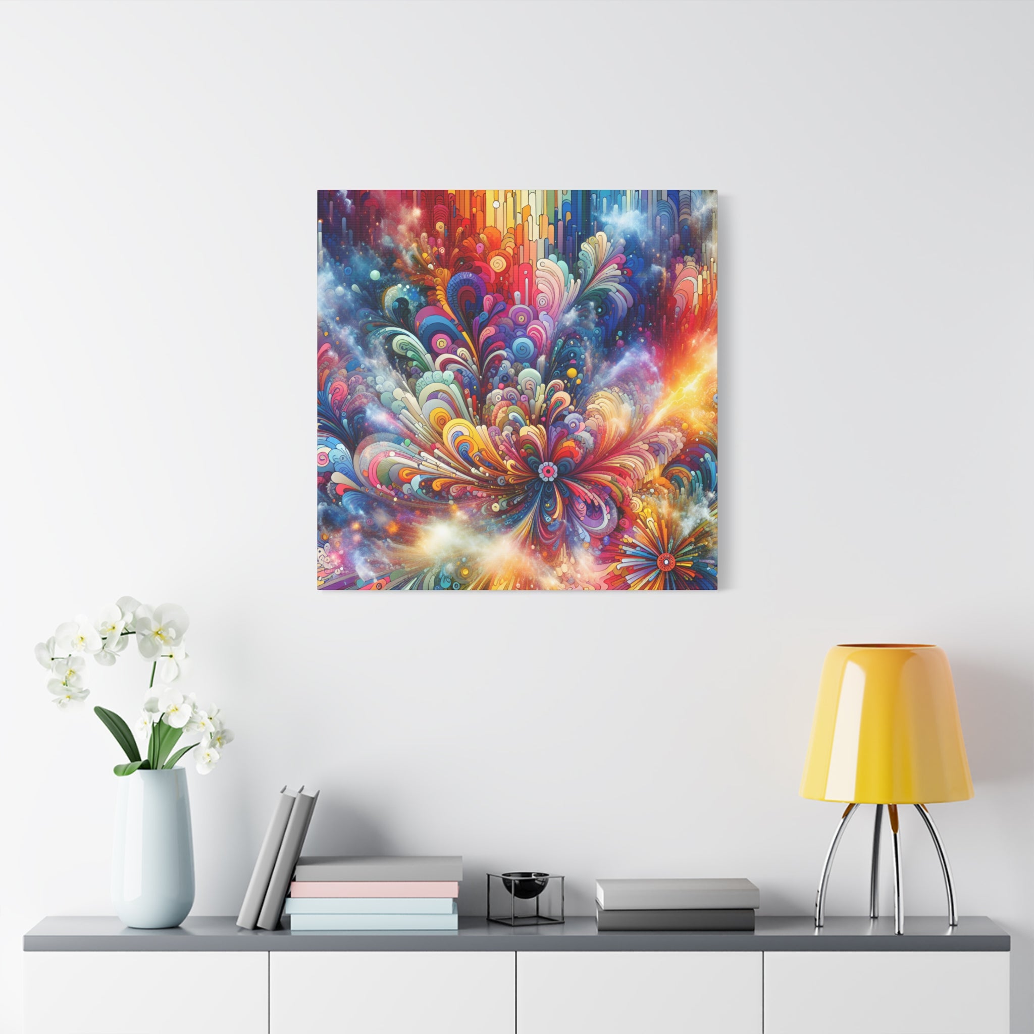 Cosmic Bloom Explosion Colorful Abstract Art Canvas - Canvas