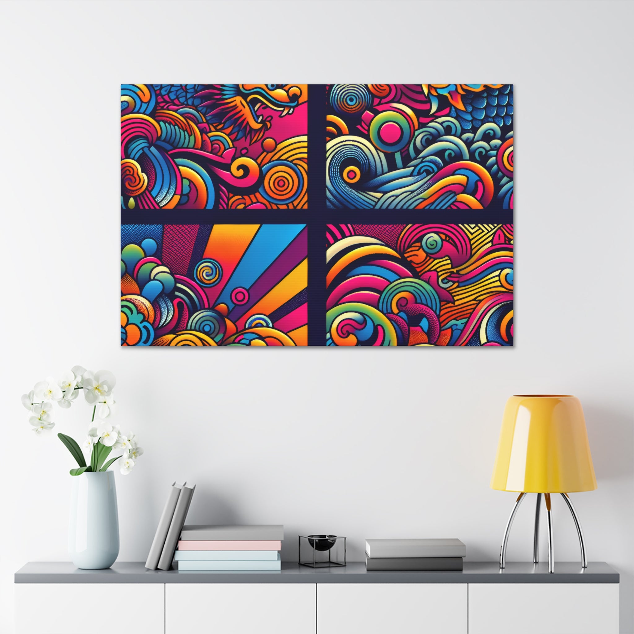 Vibrant Mythical Dragon Energy Abstract Canvas Art - Canvas