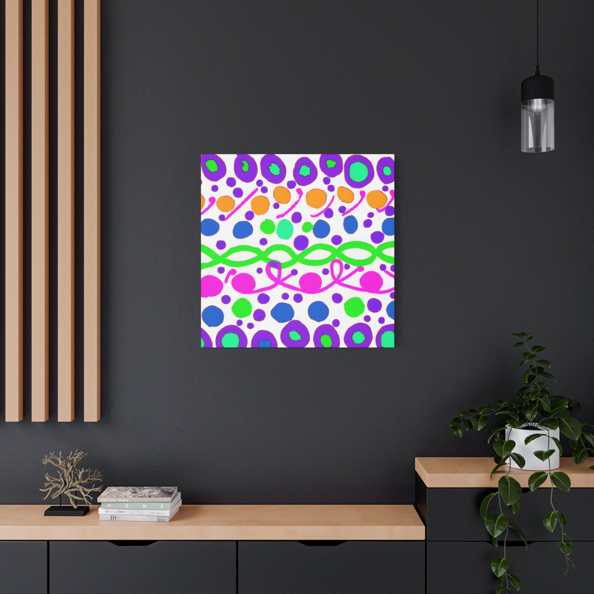 Vibrant Abstract Bubbles and Waves Canvas Art - Canvas