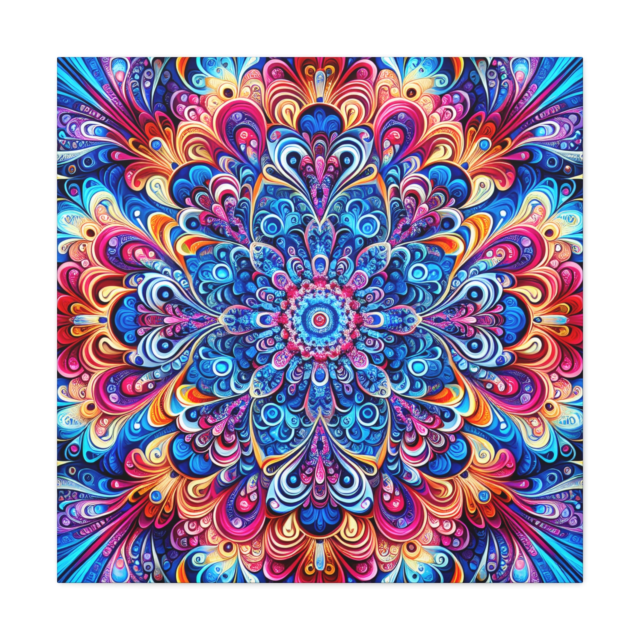 Vibrant Psychedelic Mandala Canvas Art Print - Canvas