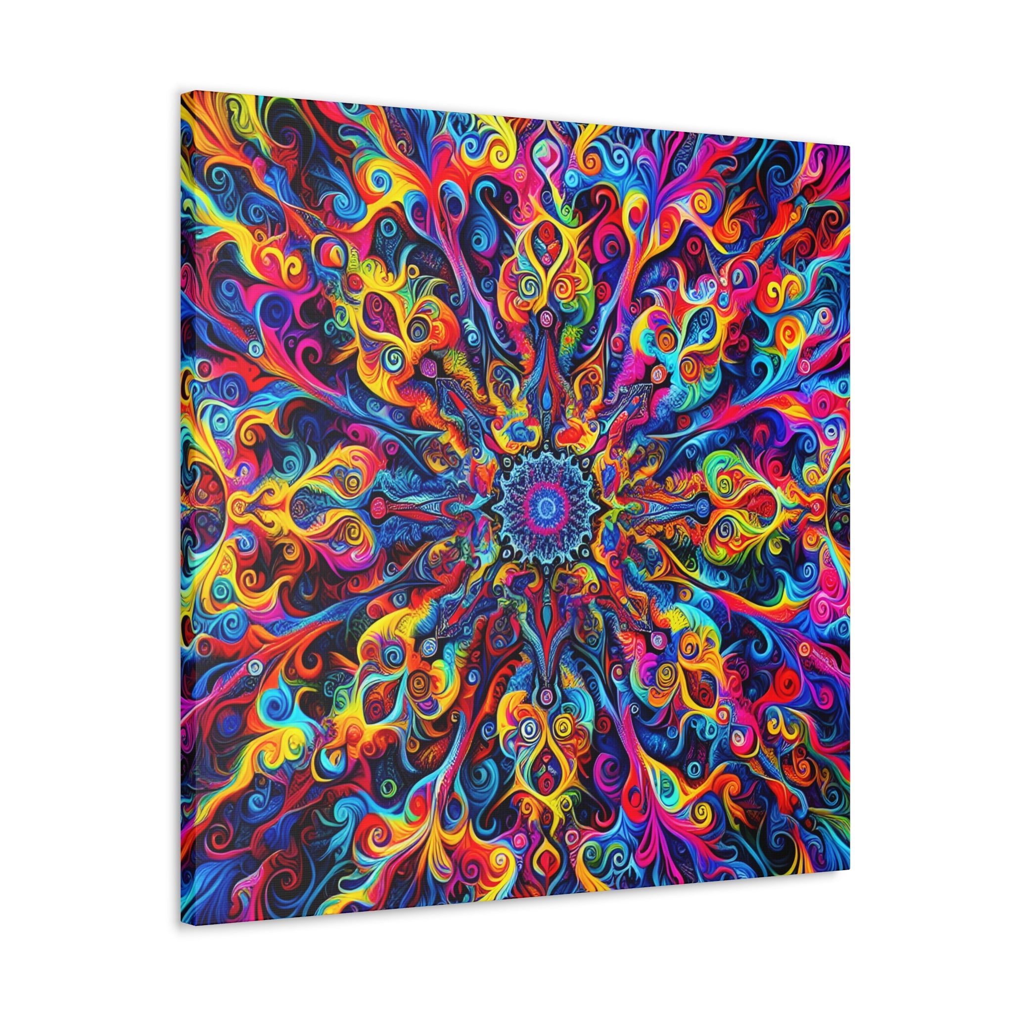 Psychedelic Mandala Explosion Colorful Abstract Art Canvas - Canvas