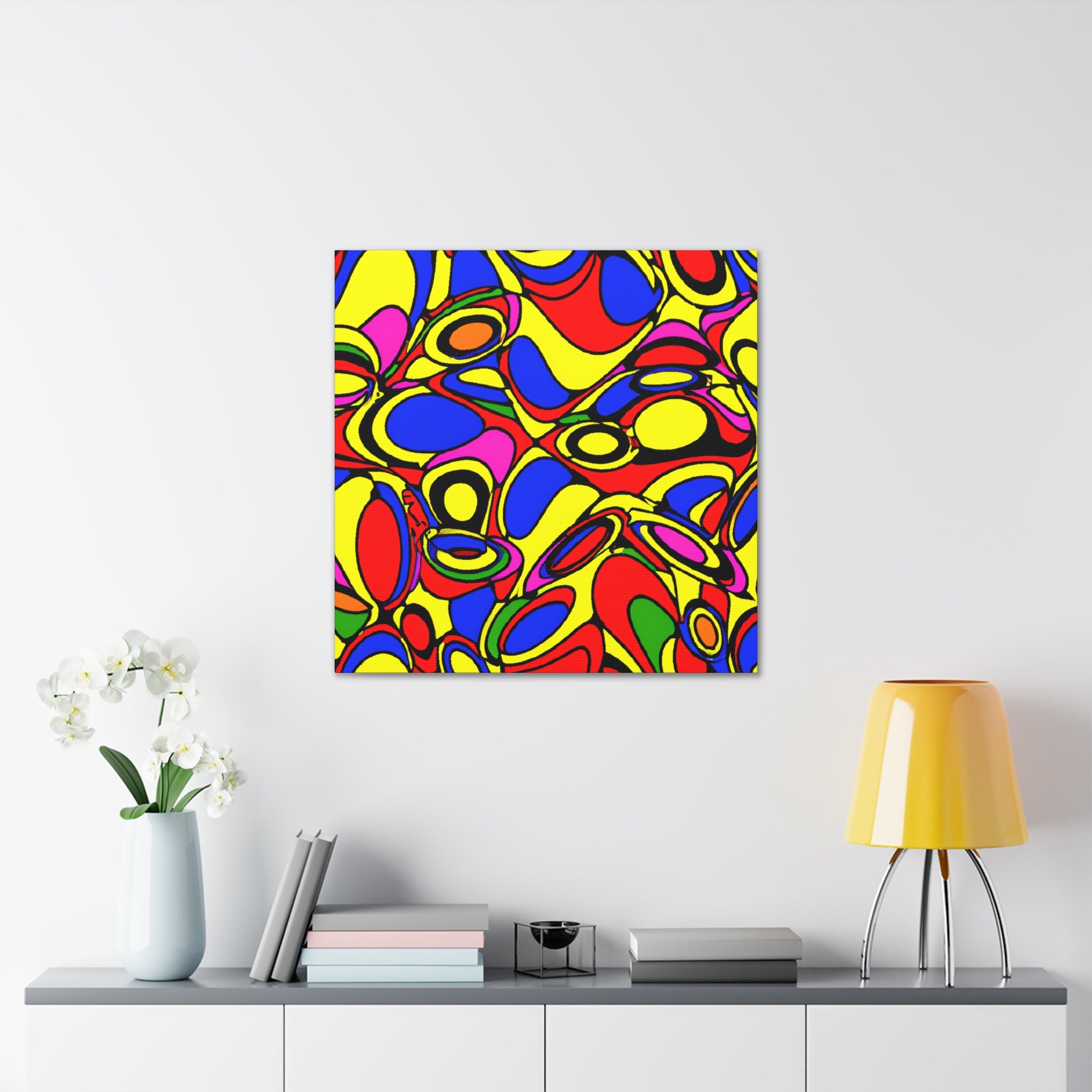 Vibrant Abstract Psychedelic Shapes Canvas Art Print - Canvas