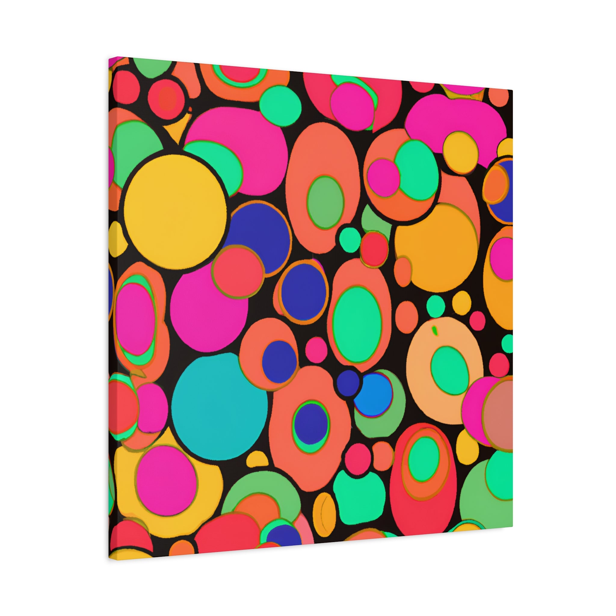 Vibrant Retro Bubble Fiesta Abstract Art Canvas - Canvas