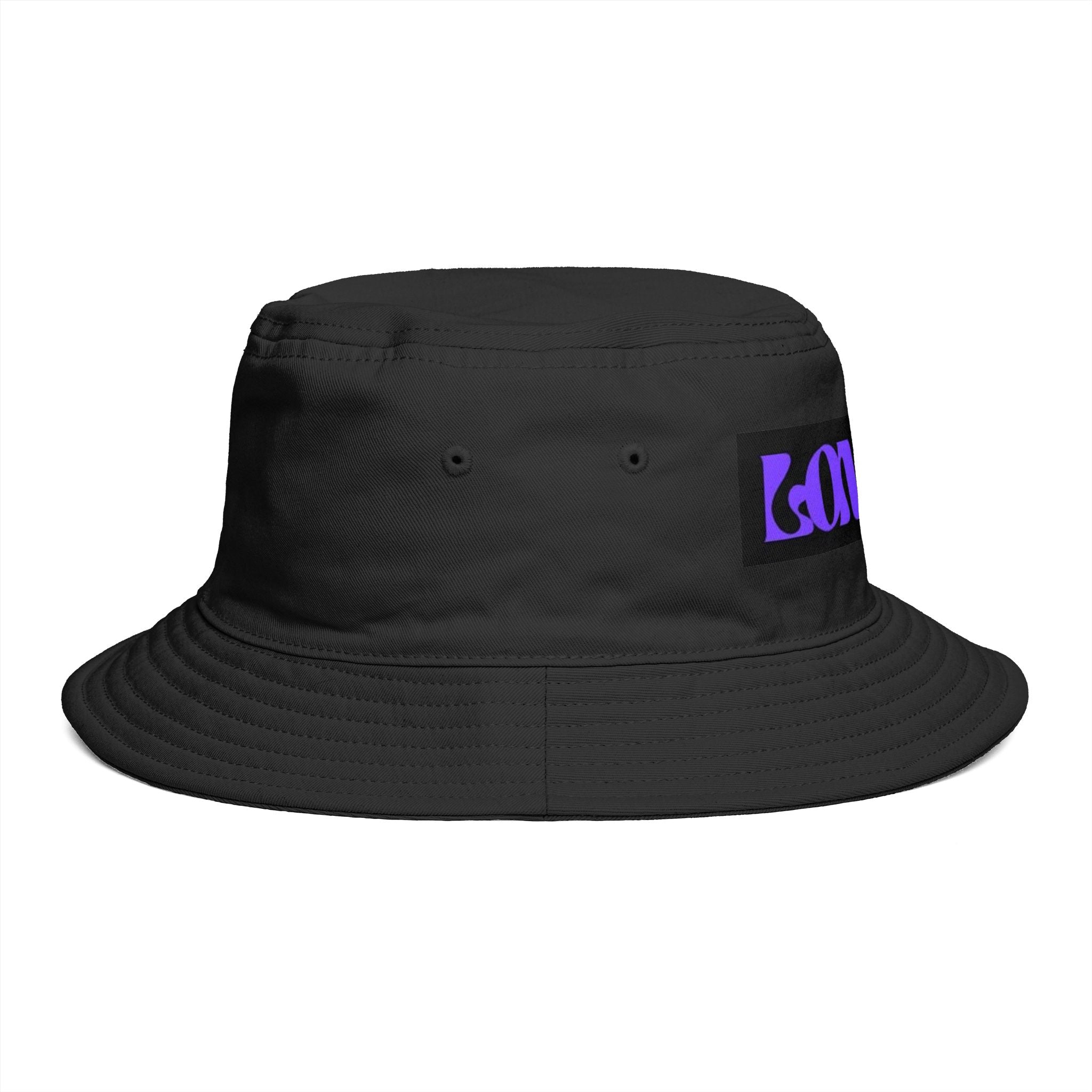 London Purple Logo Bucket Hat — Retro Streetwear Travel Cap